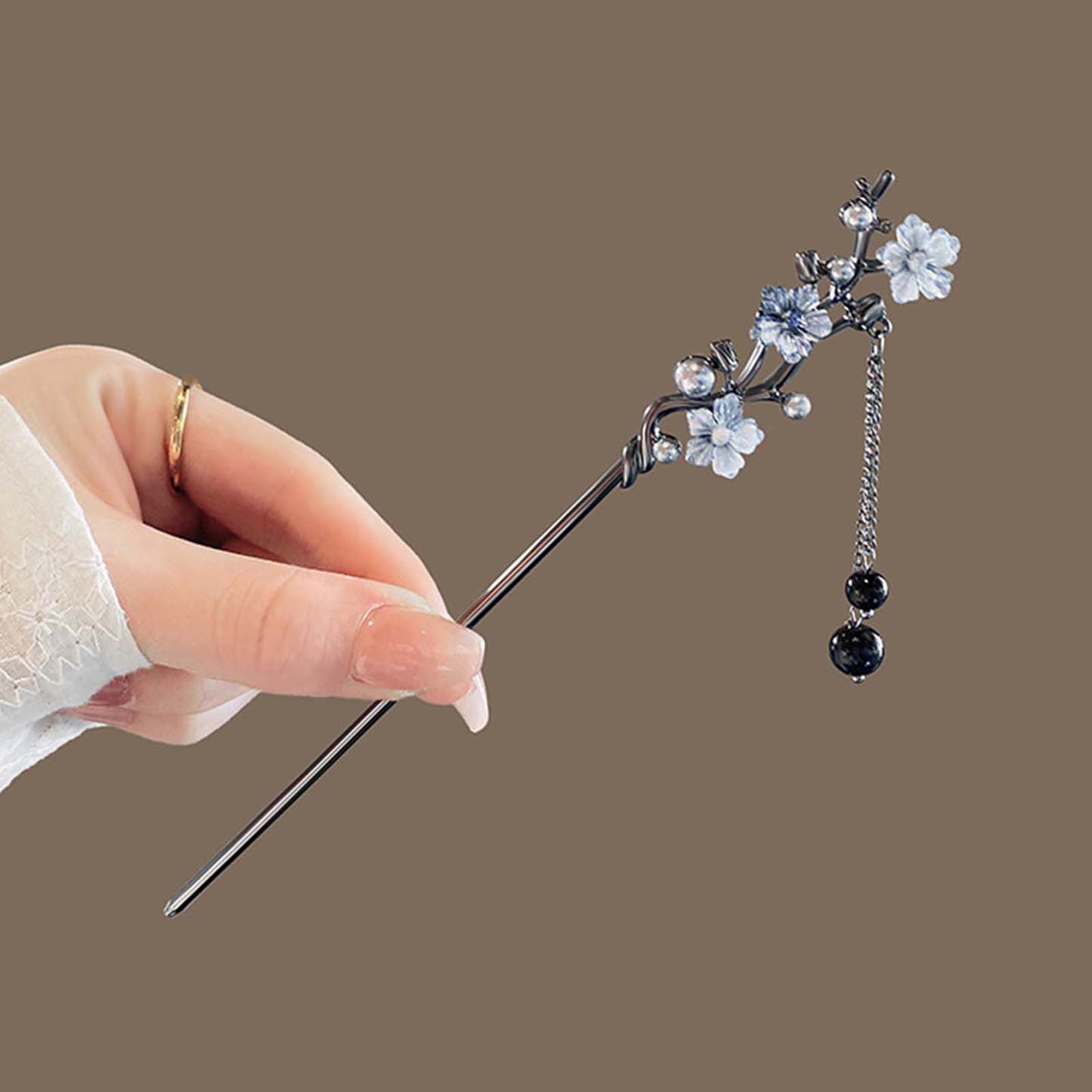 Hanbok Hair Pin - دبابيس شعر معدنية سوداء على الطراز